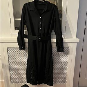 Tahari Black Long Sleeve Dress with Belt